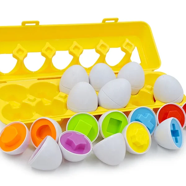 6/12PCS Montessori Smart Eggs In Cup Education Early Learning Geometric Shape Math Alphabet Puzzle Sorter Game Baby Toy Children - Image 2