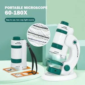 Children's Microscope Toys Science Kit Portable Lab Microscopes Biological Science Educational Learn Super Toys for Children