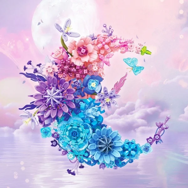Moon Flower Building Blocks New Home Decor DIY Assembled Flower Bouquet Assembly Toy