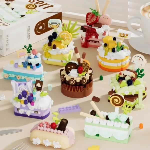 Birthday Gifts DIY Mini Cake Decorations Kids Building Blocks Toys Mini Bricks Dessert Food Sets Educational Toys